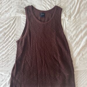 Brown Sleeveless Crochet Top